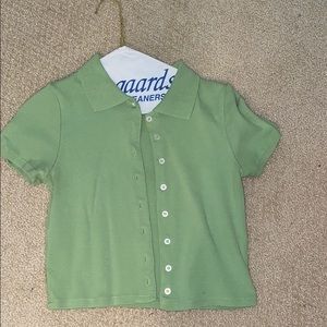 Brandy Melville green cropped polo